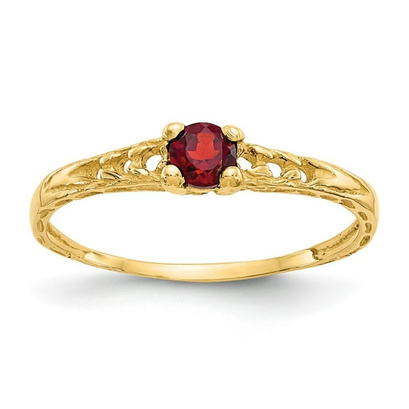 Auriga Fine Jewelry 10K Yellow Gold 3mm Garnet Birthstone Ring for Women Size 3