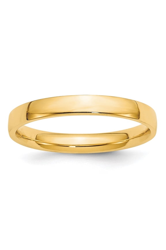 Fine Jewelry 10K Yellow Gold 3mm Lightweight Comfort Fit Wedding Band for Women Size 14