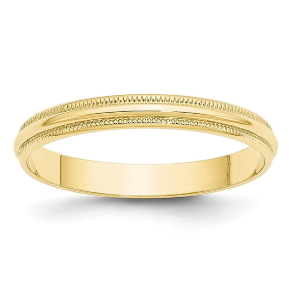 Auriga Fine Jewelry 10K Yellow Gold 3mm Lightweight Milgrain Half Round Wedding Band for Women Size 10