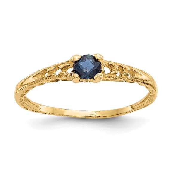 Auriga Fine Jewelry 10K Yellow Gold 3mm Sapphire Birthstone Ring for Women Size- 3