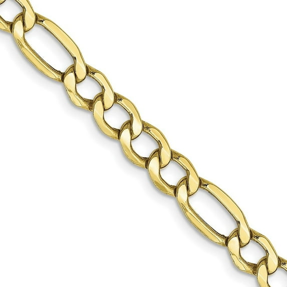 Auriga Fine Jewelry 10K Yellow Gold 5.35 mm Semi-Solid Figaro Chain Necklace for Mens 24"