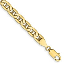 Auriga Fine Jewelry 10K Yellow Gold 5.5mm Semi-Solid Anchor 7inch Chain Bracelet for Men