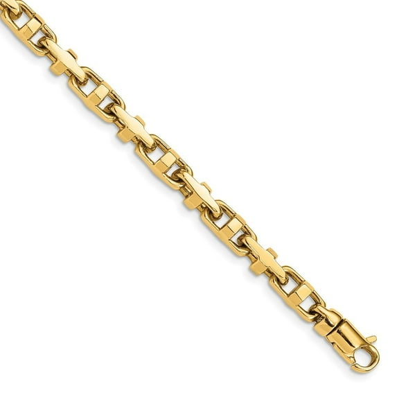 Auriga Fine Jewelry 10K Yellow Gold 5mm Hand-polished Fancy Link Bracelet 8.75inch for Women
