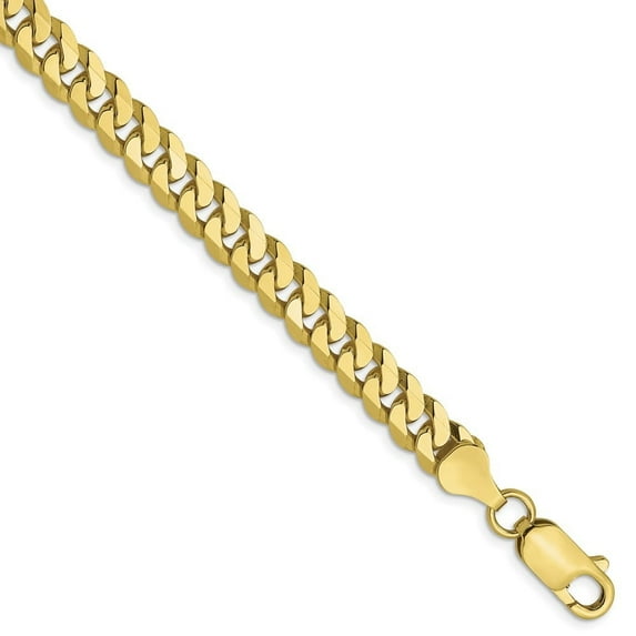 Auriga Fine Jewelry 10K Yellow Gold 6.1mm Flat Beveled Curb Anklet 9" for Women