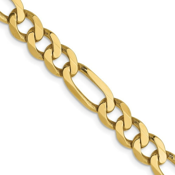 Auriga Fine Jewelry 10K Yellow Gold 6.25 mm Flat Figaro Chain Necklace for Mens 20"