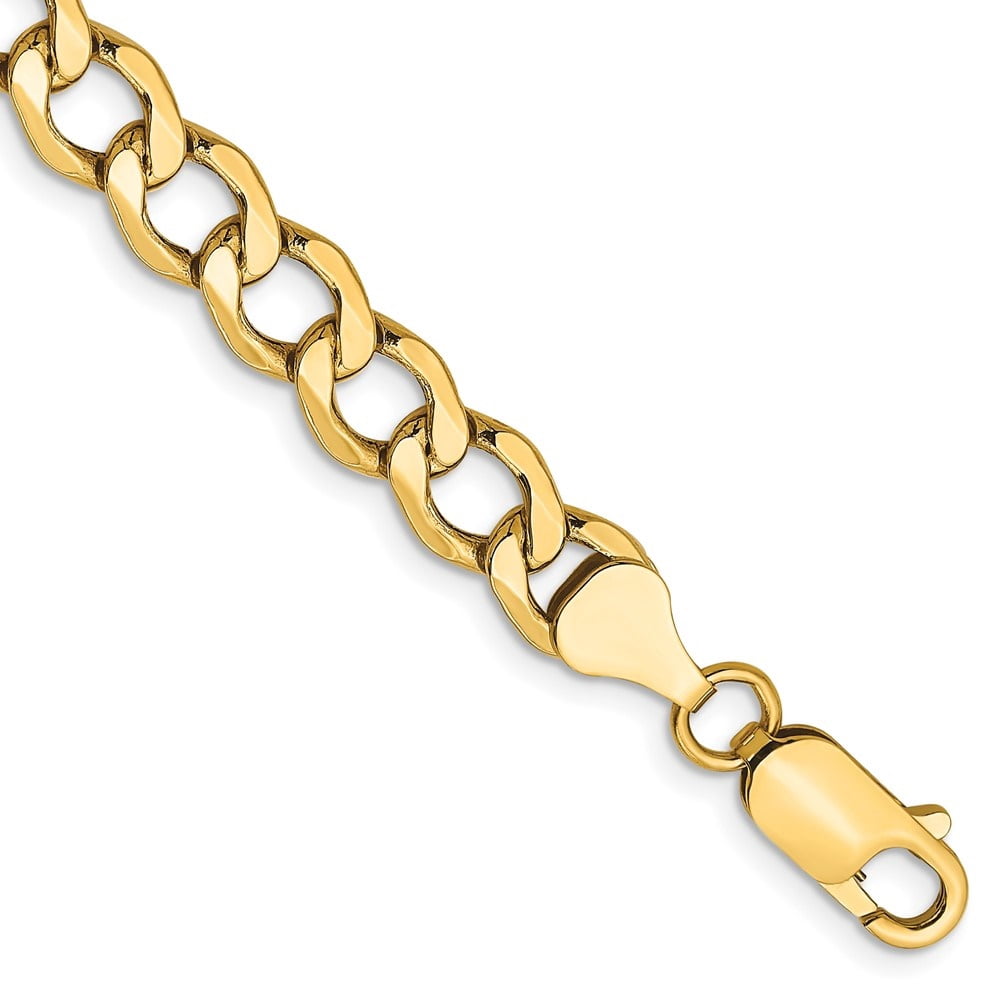 Auriga Fine Jewelry 10K Yellow Gold 6.5mm Semi-Solid Curb Link 7inch Chain Bracelet for Men