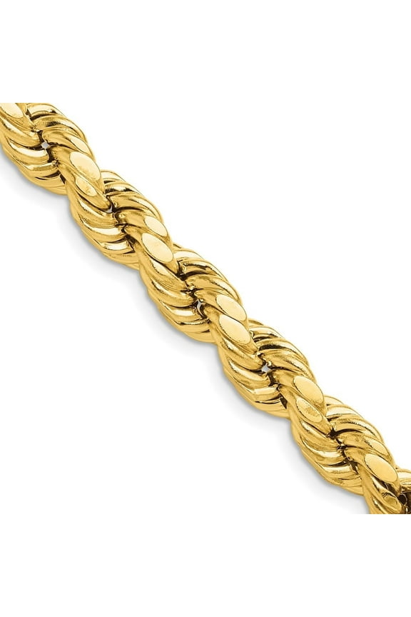 Fine Jewelry 10K Yellow Gold 8.0 mm Semi-solid Diamond-cut Rope Chain Necklace for Men 20"