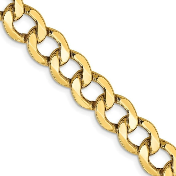 Auriga Fine Jewelry 10K Yellow Gold 9 mm Semi-Solid Curb Chain Necklace for Men 24"