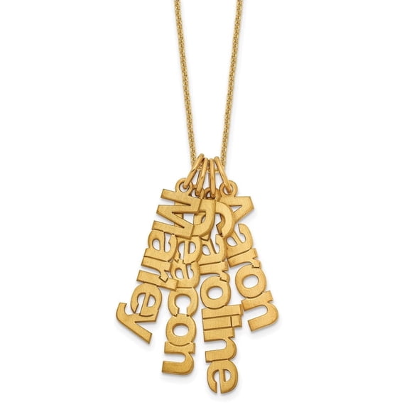 Auriga Fine Jewelry 10K Yellow Gold Brushed 4 Name Charm Necklace for Women 18"