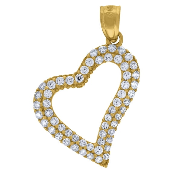 Auriga Fine Jewelry 10K Yellow Gold CZ Heart Charm Pendant for Women