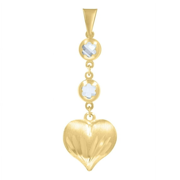Auriga Fine Jewelry 10K Yellow Gold CZ Heart Dangling Charm Pendant for Women
