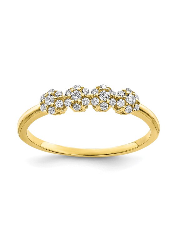Fine Jewelry 10K Yellow Gold CZ Stackable Ring for Women Size- 6.75