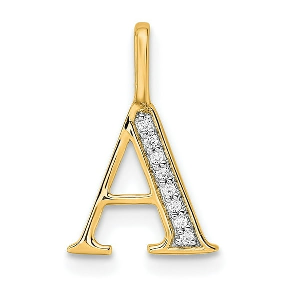 Auriga Fine Jewelry 10K Yellow Gold Diamond Letter A Initial Pendant for Women (L - 0.61 inch, W - 9.9 inch)