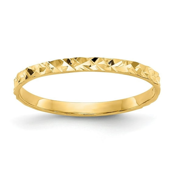 Auriga Fine Jewelry 10K Yellow Gold Diamond-cut Design Band Ring for Women Size 3