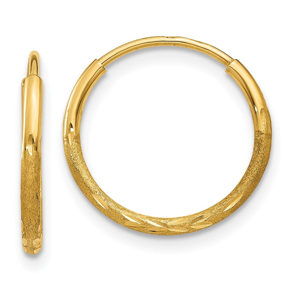 Auriga 10K Yellow Gold Diamond-cut Endless Hoop Earrings for Women (L-12mm, W-12mm)