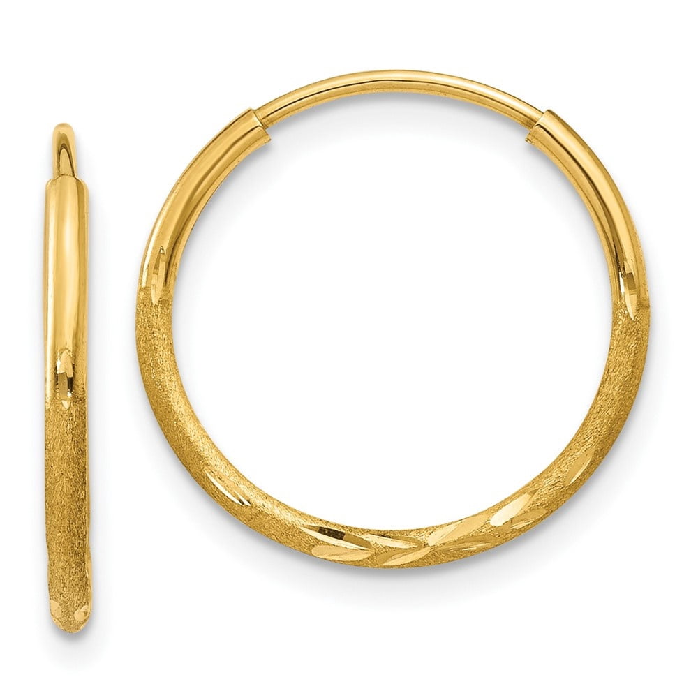 Auriga 10K Yellow Gold Diamond-cut Endless Hoop Earrings for Women (L-14mm, W-14mm)