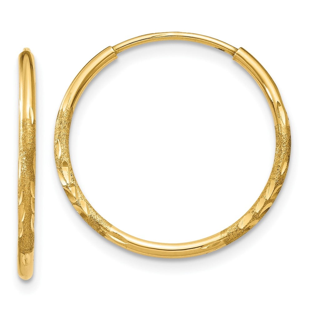 Auriga 10K Yellow Gold Diamond-cut Endless Hoop Earrings for Women (L-17mm, W-17mm)