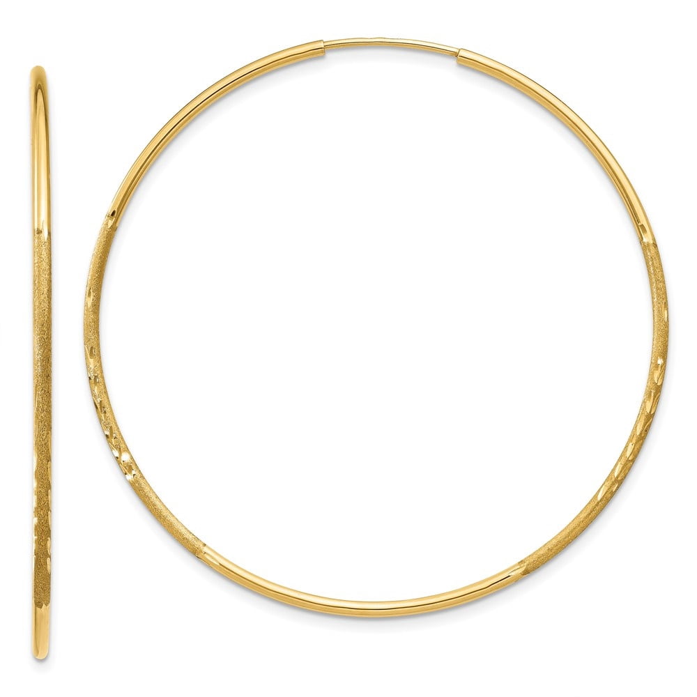Auriga 10K Yellow Gold Diamond-cut Endless Hoop Earrings for Women (L-46mm, W-46mm)