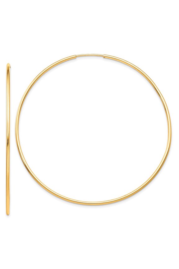 Fine Jewelry 10K Yellow Gold Endless Tube Hoop Earrings for Women (L-60mm ; W-60mm)