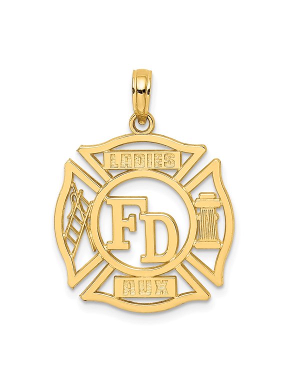 Fine Jewelry 10K Yellow Gold FD LADIES AUX in Shield Charm for Women (L-20.8 mm, W-20.8 mm)
