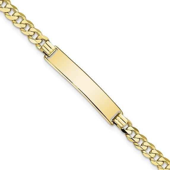 Auriga Fine Jewelry 10K Yellow Gold Flat Curb Link Id Bracelet 7" for Women