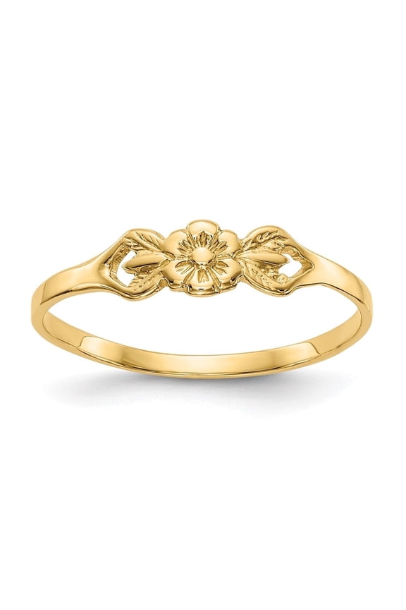 Fine Jewelry 10K Yellow Gold Flower Ring for Women Size- 5