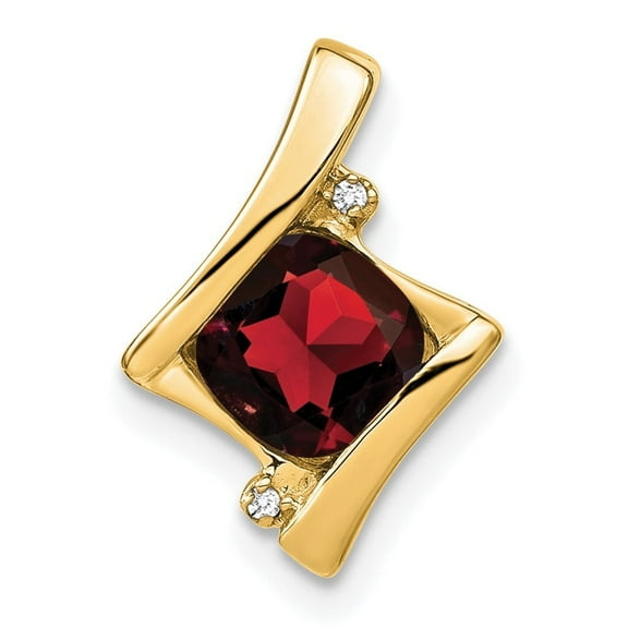 Auriga Fine Jewelry 10K Yellow Gold Garnet and Diamond Pendant for Women (L-15.7mm, W-11.1mm)