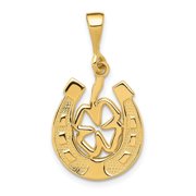 Auriga Fine Jewelry 10K Yellow Gold Good Luck Clover Pendant for Women L-25 mm, W-15 mm