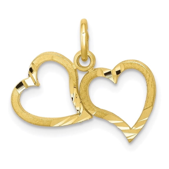 Auriga Fine Jewelry 10K Yellow Gold Heart Charm Pendant (L- 17 mm,W-18 mm) for Women