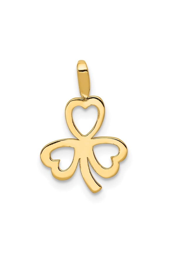 Fine Jewelry 10K Yellow Gold Heart Clover Charm for Women (L- 15 mm, W-10 mm)