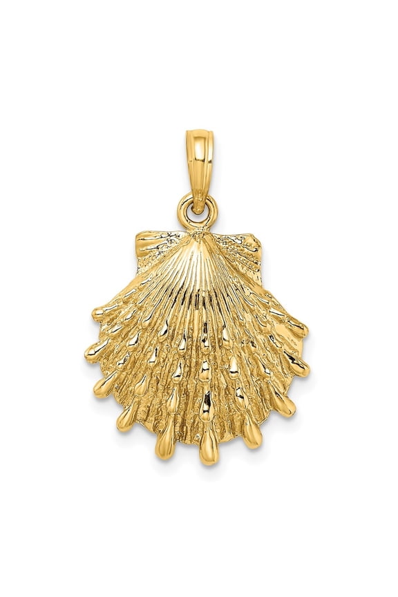 Fine Jewelry 10K Yellow Gold Lions Paw Shell Charm for Women (L-19.2 mm, W-18.4 mm)