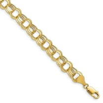Auriga Fine Jewelry 10K Yellow Gold Lite 8.5mm Triple Link Charm Bracelet 7" for Women