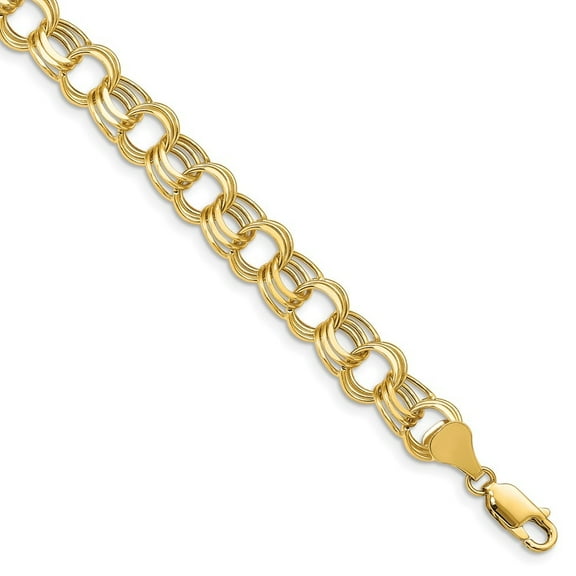 Auriga Fine Jewelry 10K Yellow Gold Lite 8.5mm Triple Link Charm Bracelet 7" for Women