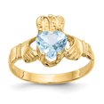 thumbnail image 1 of Auriga Fine Jewelry 10K Yellow Gold March Birthstone Claddagh Ring for Women Size- 5, 1 of 6