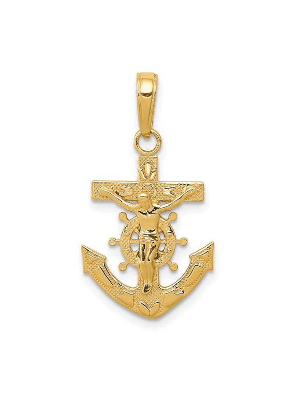 Fine Jewelry 10K Yellow Gold Mariners Crucifix Cross Pendant for Women (L-26 mm,W-14.75 mm)