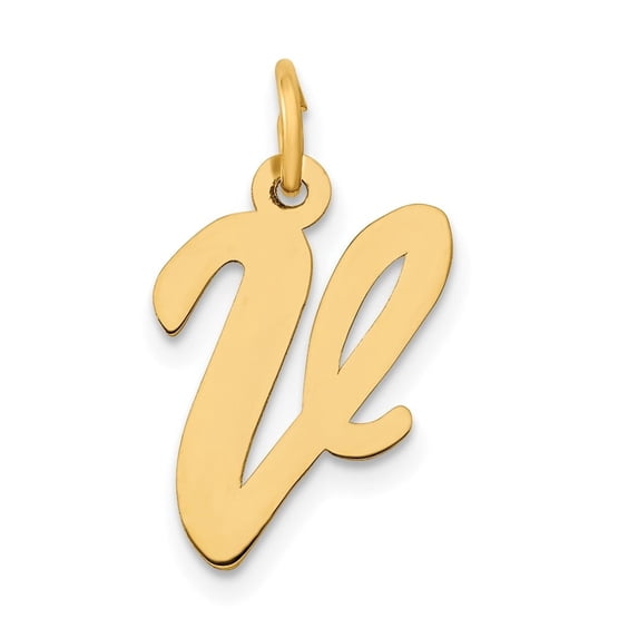 Auriga Fine Jewelry 10K Yellow Gold Medium Script Letter V Initial Charm for Women