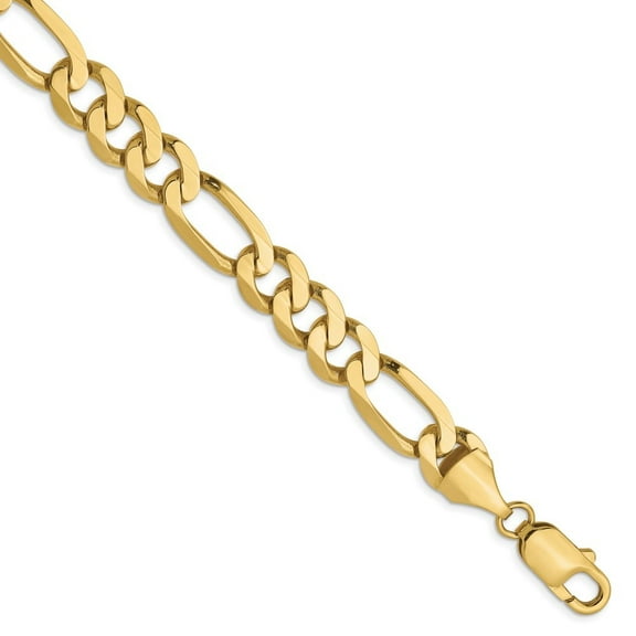 Auriga Fine Jewelry 10K Yellow Gold Men's 8.75mm Flat Figaro Chain Bracelet 8"