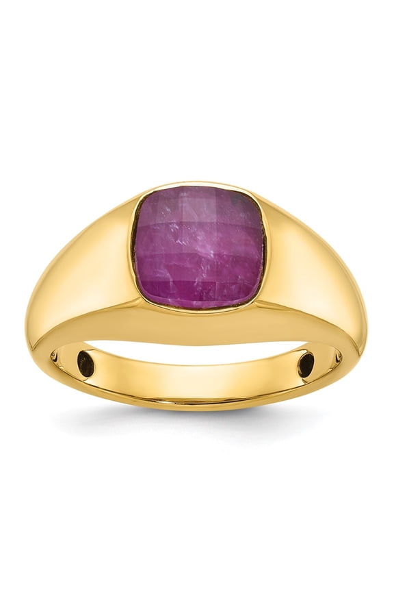 Fine Jewelry 10K Yellow Gold Men's Ruby Doublet Stone Complete Ring Size 10