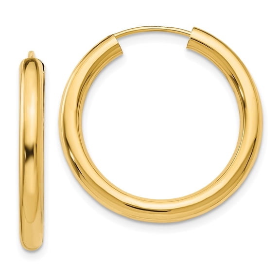 Auriga Fine Jewelry 10K Yellow Gold Polished Endless Tube Hoop Earrings for Women (L-25 mm, W-25 mm)