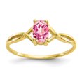 thumbnail image 1 of Auriga Fine Jewelry 10K Yellow Gold Polished Genuine Pink Tourmaline Birthstone Ring for Women Size- 7, 1 of 6