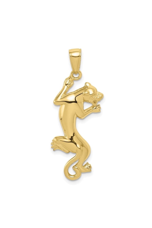 Fine Jewelry 10K Yellow Gold Polished Panther Pendant for Women (L-36 mm,W-18 mm)