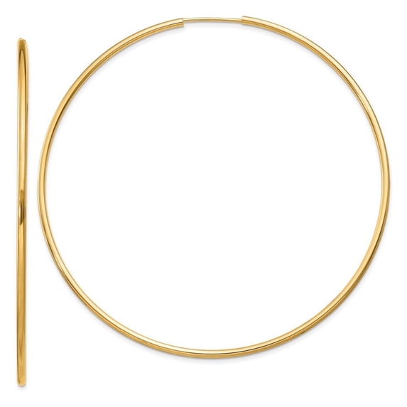 Auriga Fine Jewelry 10K Yellow Gold Polished Round Endless Hoop Earrings for Women (L-64mm, W-64mm)