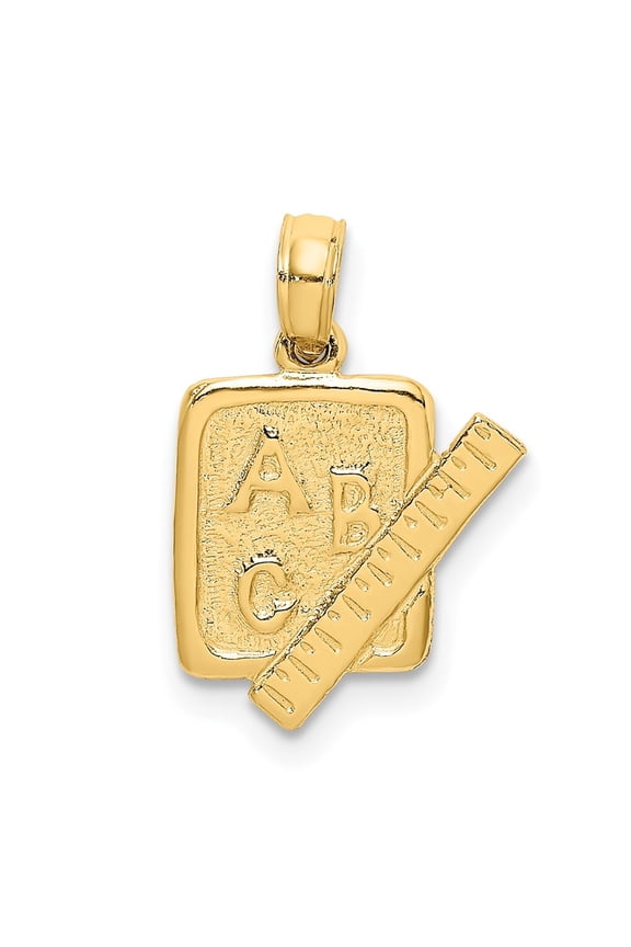 Fine Jewelry 10K Yellow Gold School Book and Ruler Charm for Women (L-8.1 mm, W-27.1 mm)