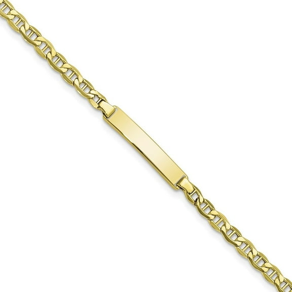 Auriga Fine Jewelry 10K Yellow Gold Semi- Solid Anchor Link Id Bracelet 6" for Women