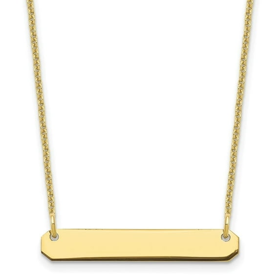 Auriga Fine Jewelry 10K Yellow Gold Polished Blank Bar Necklace for Women 18"