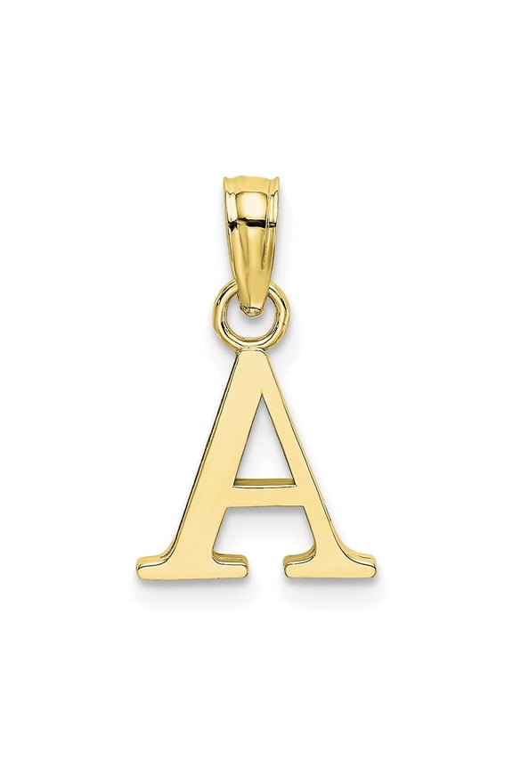 Fine Jewelry 10K Yellow Gold Solid Block Letter A Initial Pendant for Women (L- 12 mm, W- 10 mm)
