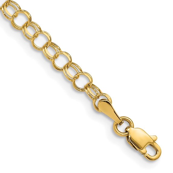 Auriga Fine Jewelry 10K Yellow Gold Solid Double Link Charm Bracelet 7" for Women