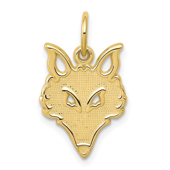 Auriga Fine Jewelry 10K Yellow Gold Solid Flat Back Fox Head Charm for Women (L-20 mm,W-11 mm)