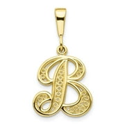 Auriga Fine Jewelry 10K Yellow Gold Solid Script Letter B Initial Pendant for Women (L- 0.99inch, W- 0.63inch)