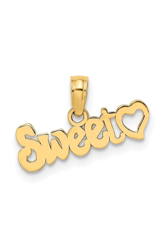 Fine Jewelry 10K Yellow Gold Sweet Heart Charm (L- 9.98 mm, W- 17.36 mm) for Women